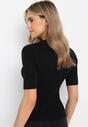 Czarna Bluzka z Krótkim Rękawem z Elastycznymi Ściągaczami Stellana