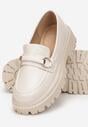 Beżowe Mokasyny na Grubej Podeszwie z Delikatną Klamerką Saleleni