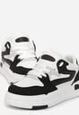 Biało-Czarne Sneakersy z Imitacji Skóry z Ozdobnymi Wstawkami Xavara