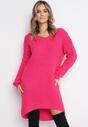 Fuksjowa Luźna Sukienka Sweterkowa Vaelia