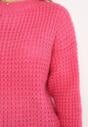Różowy Dzianinowy Sweter z Warkoczykowym Splotem Akina