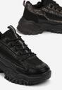 Czarne Sneakersy na Grubej Podeszwie w Cyrkonie Incolea