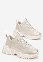 Beżowe Sneakersy na Grubej Podeszwie w Cyrkonie Incolea