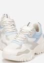 Biało-Niebieskie Sneakersy w Cyrkonie na Grubej Podeszwie Daniattas