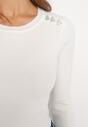 Biały Wiskozowy Krótki Sweter z Guzikami w Kształcie Serduszek Drame