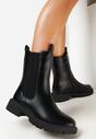 Czarne Botki na Grubej Podeszwie Inesol