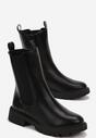 Czarne Botki na Grubej Podeszwie Inesol