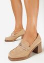 Ciemnobeżowe Półbuty na Słupku Elites
