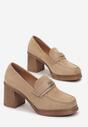 Ciemnobeżowe Półbuty na Słupku Elites