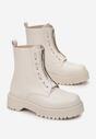 Beżowe Botki Workery z Suwakiem z Przodu Mielani