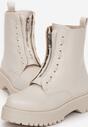 Beżowe Botki Workery z Suwakiem z Przodu Mielani