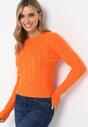 Pomarańczowy Sweter w Warkoczykowy Splot Asmani