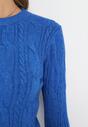 Granatowy Sweter w Warkoczykowy Splot Asmani