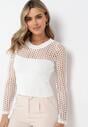 Biała Bluzka z Ażurową Wstawką Fatise