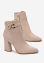 Beżowe Botki na Słupku z Klamerką w Cyrkonie Piraga