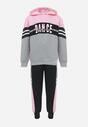 Różowo-Szary 2-częściowy Komplet Dresowy z Bluzą i Spodniami Kilbo