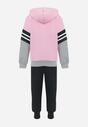 Różowo-Szary 2-częściowy Komplet Dresowy z Bluzą i Spodniami Kilbo