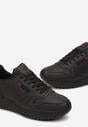 Czarne Sneakersy z Ekoskóry na Grubej Podeszwie Brosta