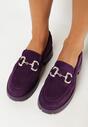 Fioletowe Mokasyny z Klamerką w Cyrkonie Oemi