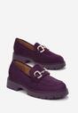 Fioletowe Mokasyny z Klamerką w Cyrkonie Oemi