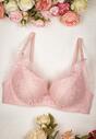 Różowy Koronkowy Biustonosz Push-Up Ozdobiony Kokardkami Enevisa