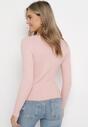 Różowy Sweter z Prążkowanej Dzianiny Listeca