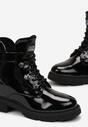 Czarne Sznurowane Botki na Płaskiej Podeszwie Ozdobione Cyrkonami Werive