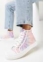 Różowe Sznurowane Trampki w Stylu Tie-Dye na Płaskiej Żłobionej Podeszwie Locines