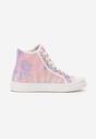 Różowe Sznurowane Trampki w Stylu Tie-Dye na Płaskiej Żłobionej Podeszwie Locines