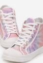 Różowe Sznurowane Trampki w Stylu Tie-Dye na Płaskiej Żłobionej Podeszwie Locines