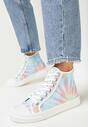 Niebiesko-Różowe Sznurowane Trampki w Stylu Tie-Dye na Płaskiej Żłobionej Podeszwie Locines