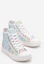 Niebiesko-Różowe Sznurowane Trampki w Stylu Tie-Dye na Płaskiej Żłobionej Podeszwie Locines