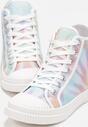 Niebiesko-Różowe Sznurowane Trampki w Stylu Tie-Dye na Płaskiej Żłobionej Podeszwie Locines