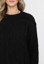 Czarny Klasyczny Sweter z Modnym Splotem i Ściągaczami Ovlia