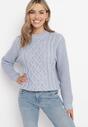 Szary Sweter w Warkoczykowy Splot Rafipo