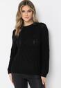 Czarny Sweter w Warkoczykowy Splot Rafipo