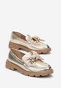 Złote Mokasyny z Ozdobną Kokardą Olevin