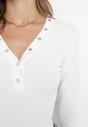 Biała Bawełniana Bluzka z Zapięciem na Napy i Długim Rękawem Secia