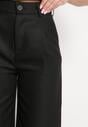 Czarne Spodnie z Wysokim Stanem i Szerokimi Nogawkami Ozdobione Metaliczną Nicią Calondra