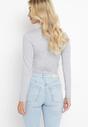 Jasnoszara Bawełniana Bluzka z Długim Rękawem Ellemacra