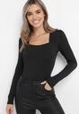 Czarna Bluzka z Kwadratowym Dekoltem Ninametta