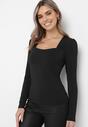 Czarna Bluzka z Kwadratowym Dekoltem Ninametta