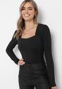 Czarna Bluzka z Kwadratowym Dekoltem Ninametta