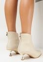 Beżowe Botki na Metalicznym Obcasie Kaczuszka Lechana
