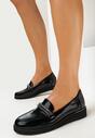 Czarne Lakierowane Mokasyny z Cyrkoniami i Skórzaną Wkładką Renatu