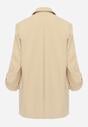 Beżowa Marynarka Niezapinana z Kieszeniami i Rękawami 3/4 Fllavia