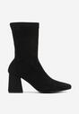 Czarne Botki na Słupku z Kwadratowym Noskiem Orsino