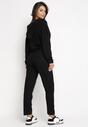 Czarny 2-częściowy Prążkowany Komplet Dresowy z Bluzą i Spodniami Tuenna