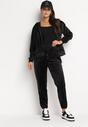 Czarny 2-częściowy Komplet Dresowy z Welurowej Dzianiny z Bluzą i Spodniami Lagossa