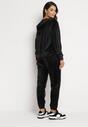 Czarny 2-częściowy Komplet Dresowy z Welurowej Dzianiny z Bluzą i Spodniami Lagossa